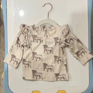 Kate Quinn Cream Long Sleeve Pug Top